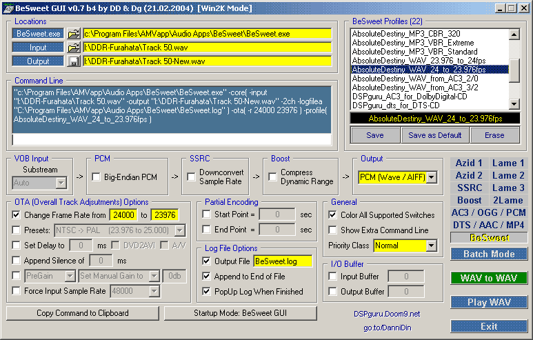 BeSweet - Converting 24fps to 23.976