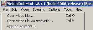 VdubMod File Menu