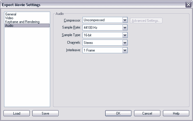 Export Video - Audio settings