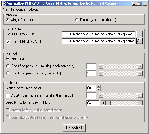 Normalise GUI